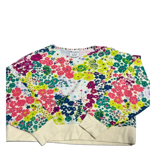 Athletic Sweatshirt Crewneck By Champion In Floral Print, Size: M