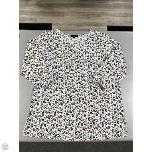 Top 3/4 Sleeve By Mario Serrani In Floral Print, Size: L