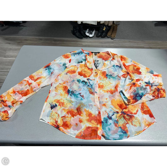 Top Long Sleeve By White House Black Market In Floral Print, Size: Xl