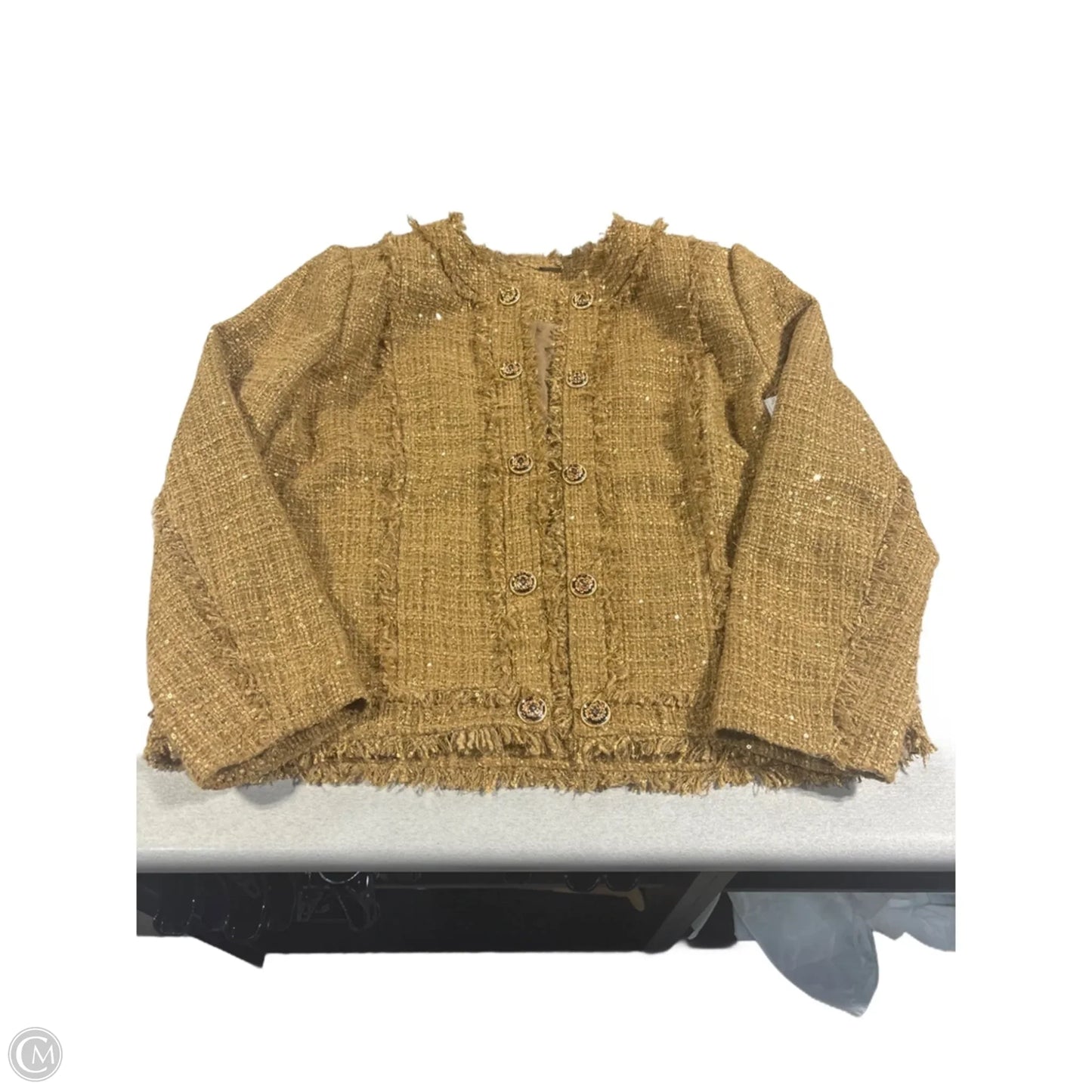 Blazer By Chicos In Brown & Gold, Size: L