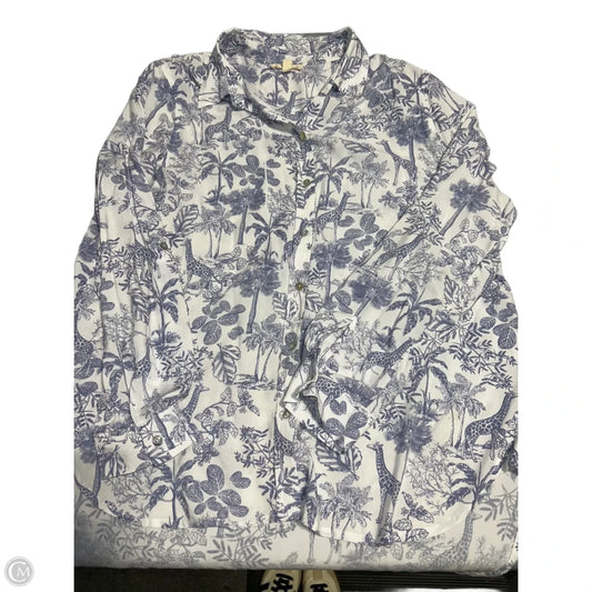 Top Long Sleeve By Jane And Delancey In Blue & White, Size: L