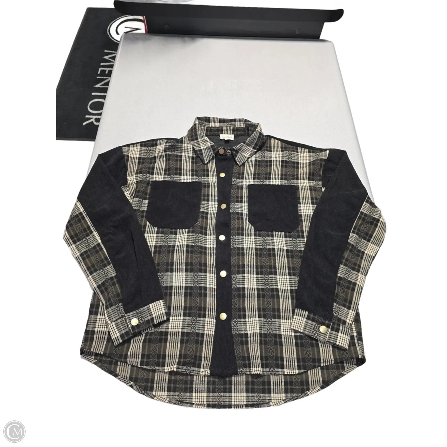 Top Long Sleeve By Hem & Thread In Plaid Pattern, Size: M