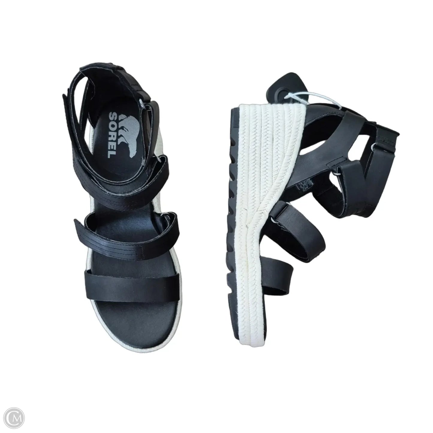 Sandals Heels Wedge By Sorel In Black & Tan, Size: 8