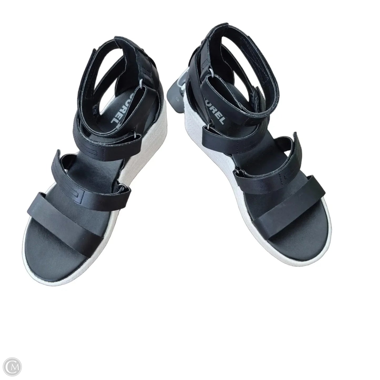 Sandals Heels Wedge By Sorel In Black & Tan, Size: 8