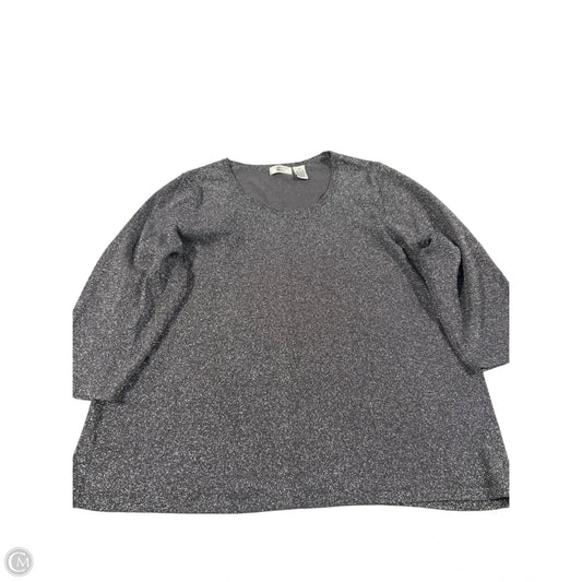 Top Long Sleeve By Laura Ashley In Silver, Size: 3x