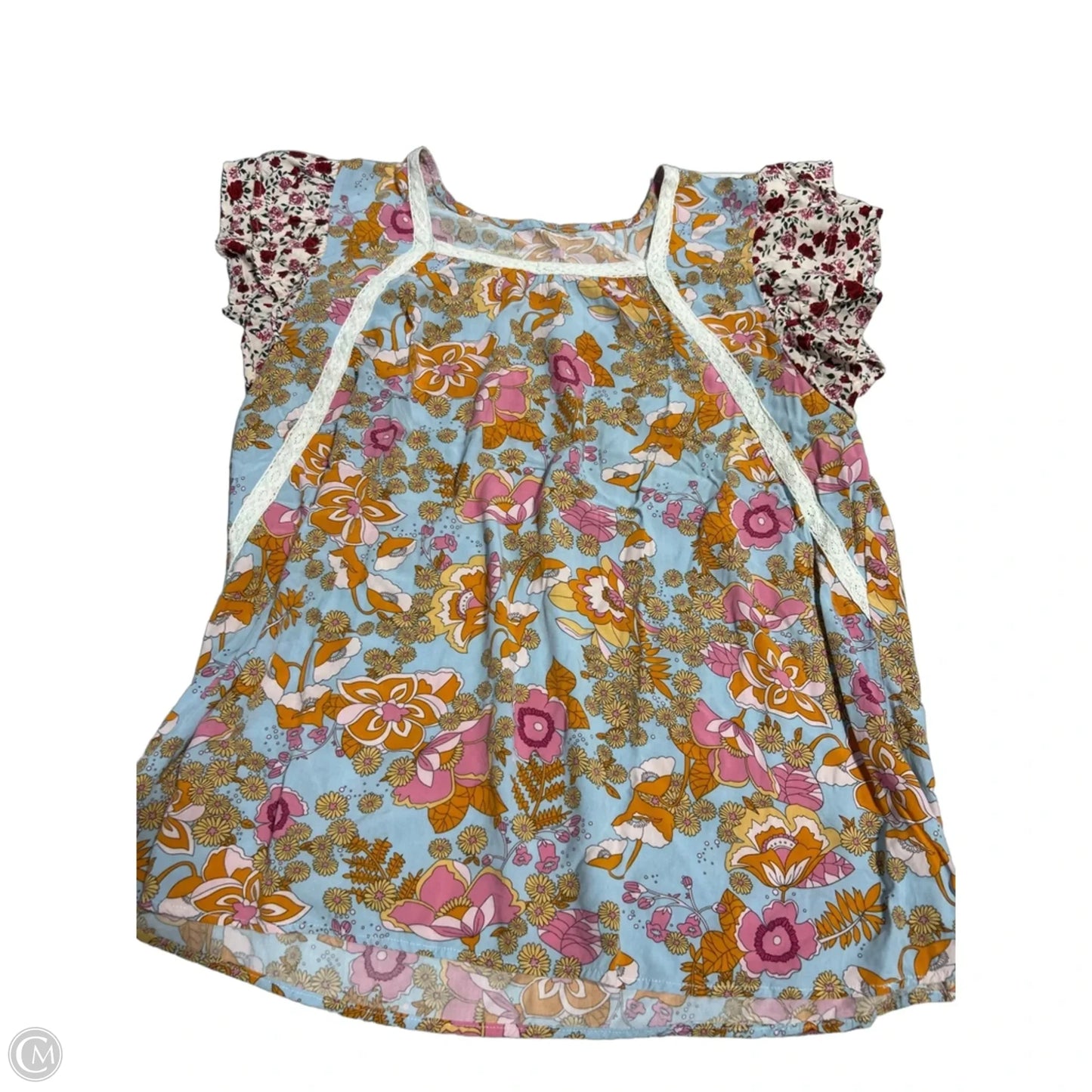 Top Short Sleeve By Cme In Floral Print, Size: Xl