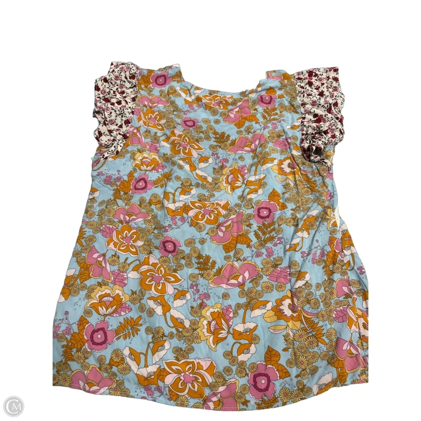 Top Short Sleeve By Cme In Floral Print, Size: Xl