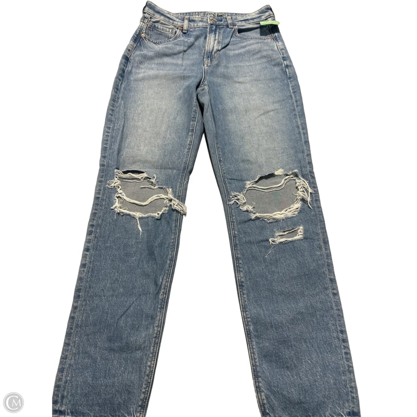 Jeans Straight By American Eagle In Blue Denim, Size: 8