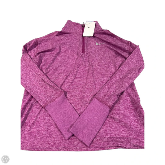 Athletic Top Long Sleeve Collar By Nike In Purple, Size: M