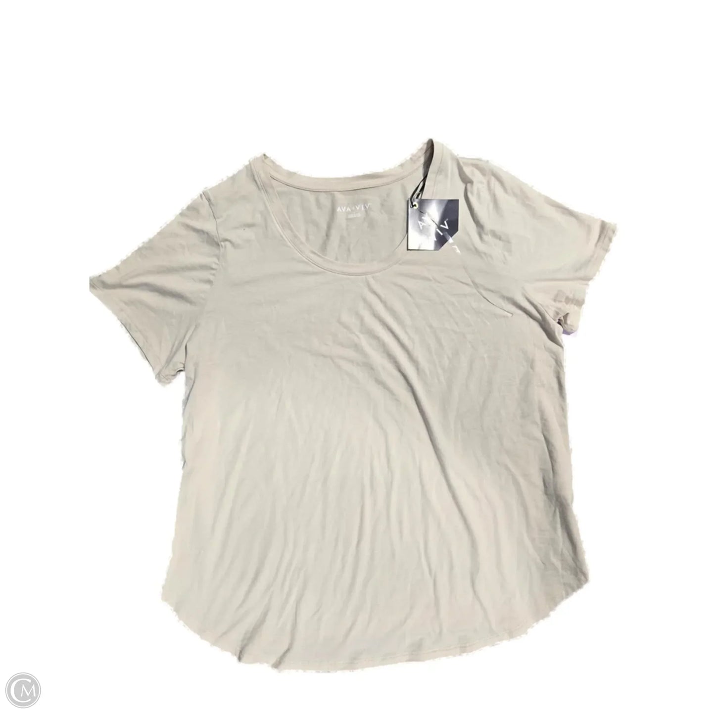 Top Short Sleeve By Ava & Viv In Tan, Size: 1x