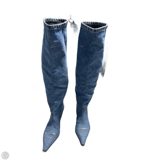 Boots Luxury Designer By Alexander Wang In Blue Denim, Size: 8.5