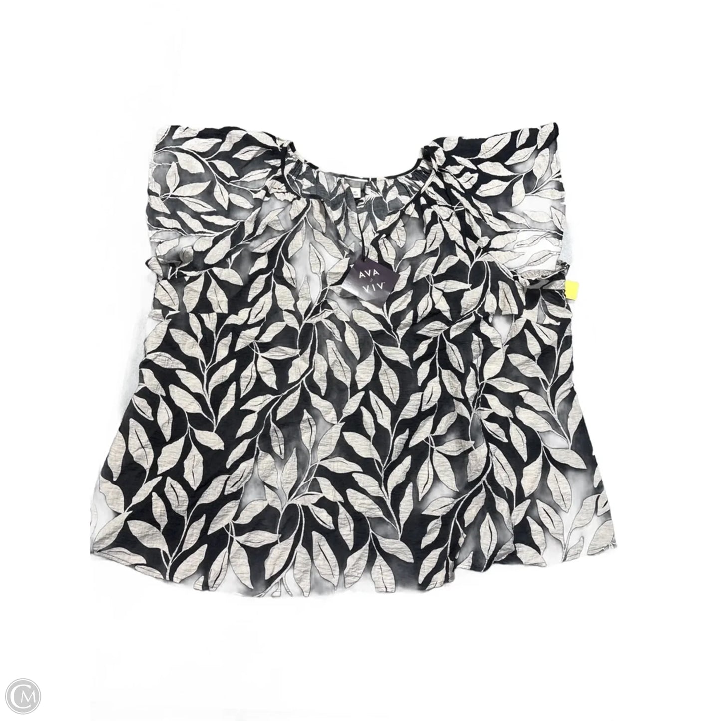 Top Short Sleeve By Ava & Viv In Black & White, Size: 3x
