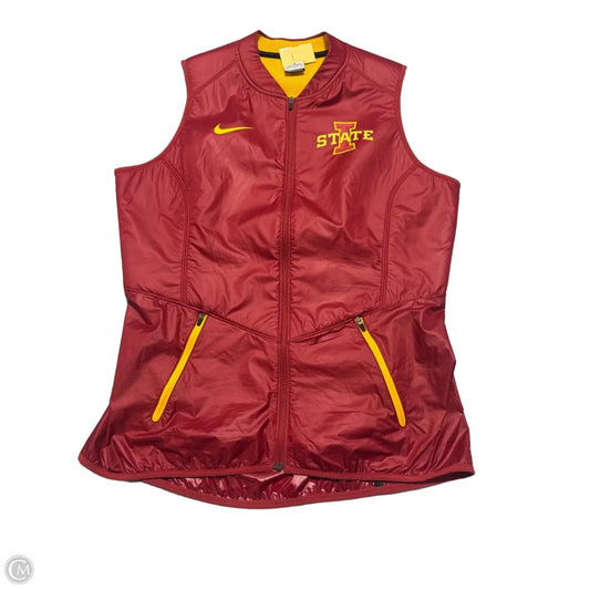 Vest Puffer & Quilted By Nike Apparel In Red & Yellow, Size: L