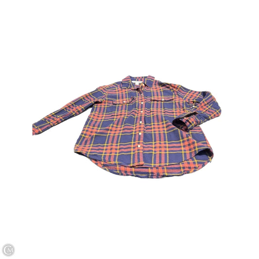 Top Long Sleeve By Old Navy In Plaid Pattern, Size: S
