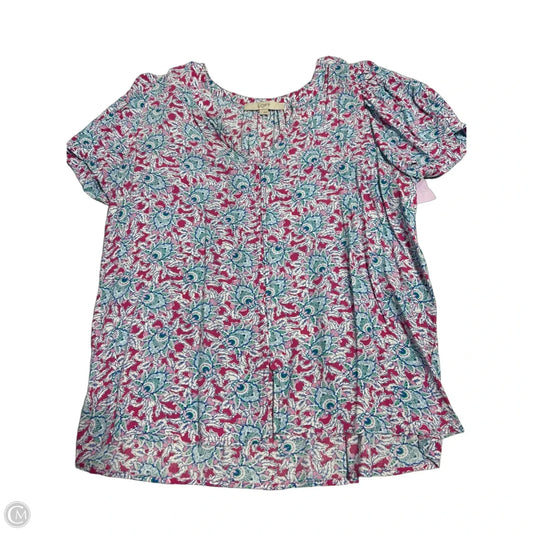 Top Short Sleeve By Loft In Floral Print, Size: L