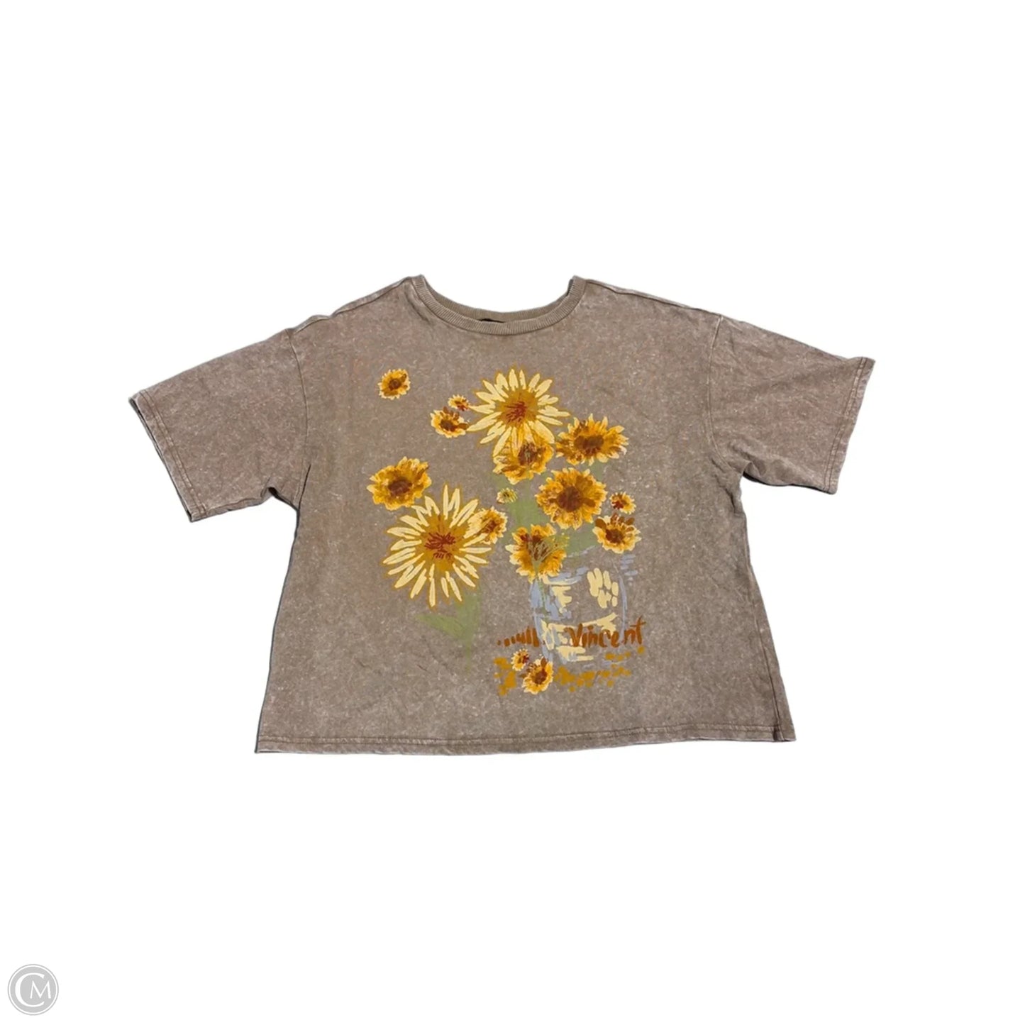 Top Short Sleeve By Cme In Brown, Size: M
