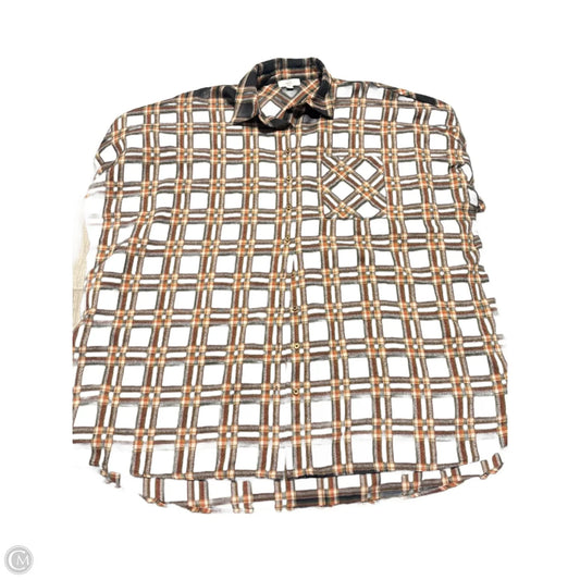 Top Short Sleeve By Entro In Plaid Pattern, Size: L