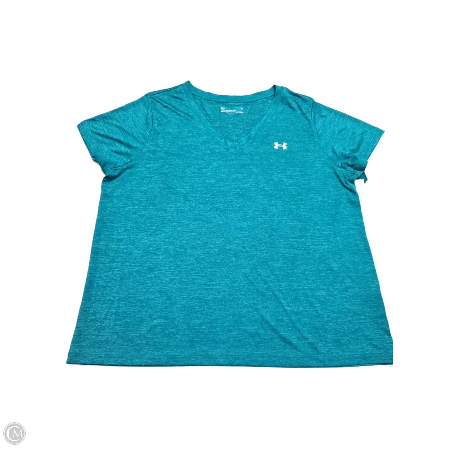 Athletic Top Short Sleeve By Under Armour In Teal, Size: 1x