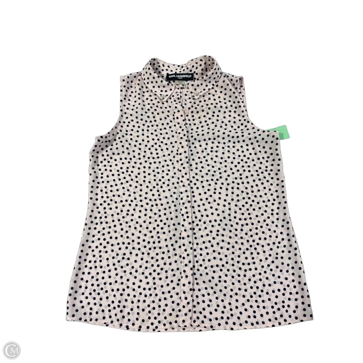 Top Sleeveless Designer By Karl Lagerfeld In Polkadot Pattern, Size: S