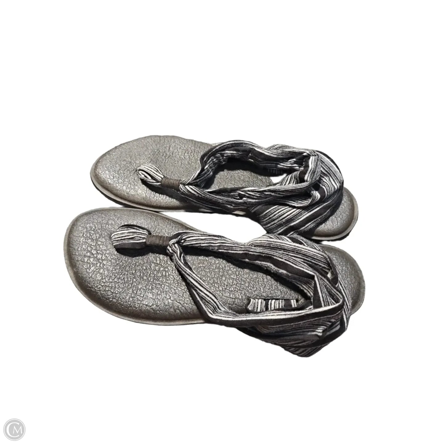 Sandals Flip Flops By Sanuk In Black & Grey, Size: 8