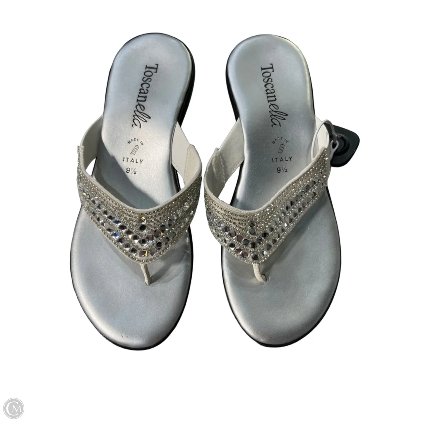 Sandals Flip Flops By Toscanella In Silver, Size: 9.5