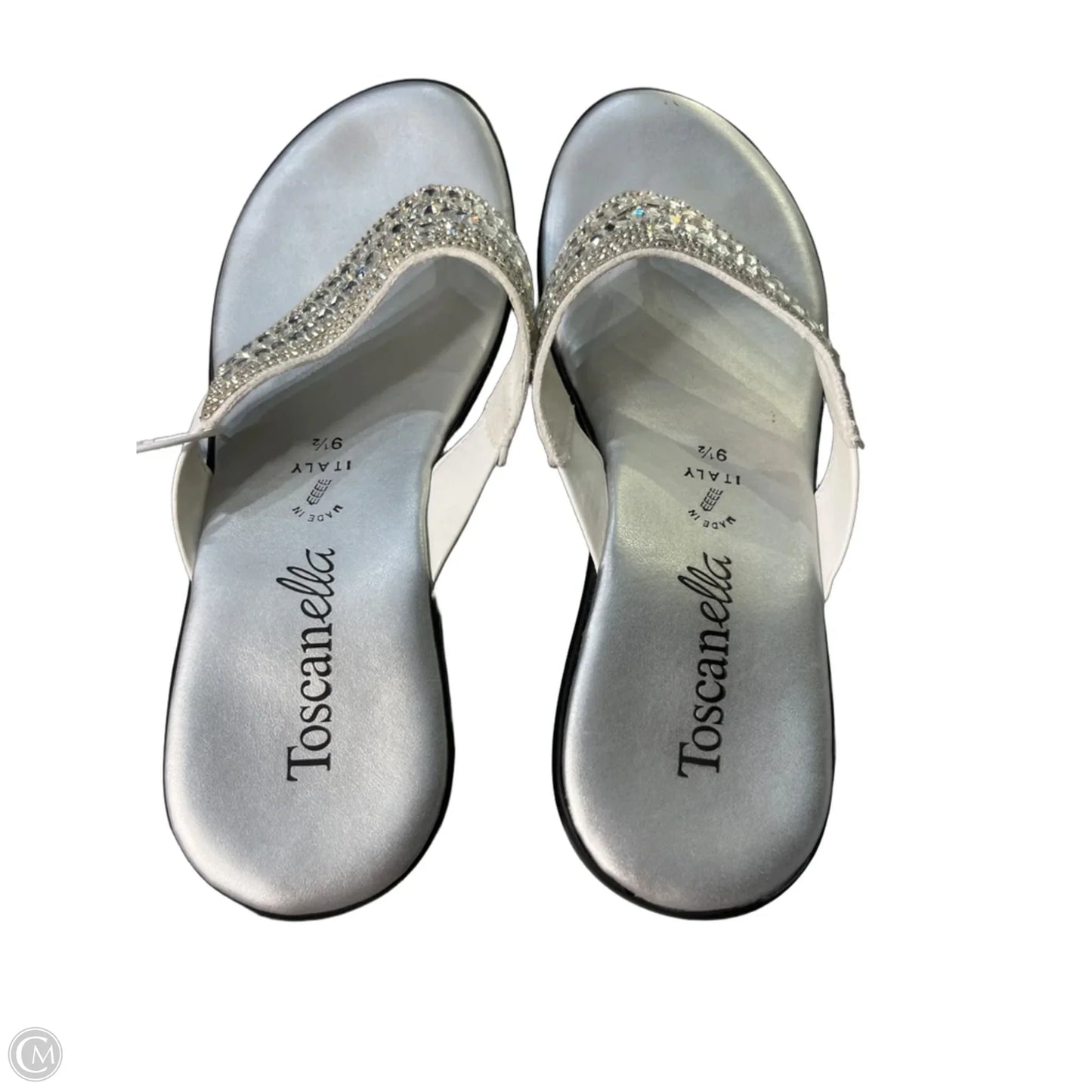 Sandals Flip Flops By Toscanella In Silver, Size: 9.5