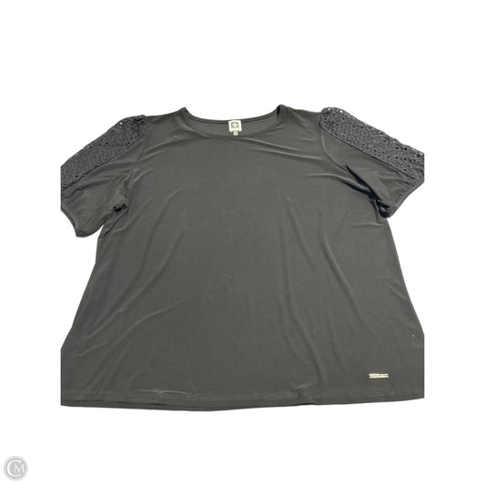 Top Short Sleeve By Anne Klein In Black, Size: 3x