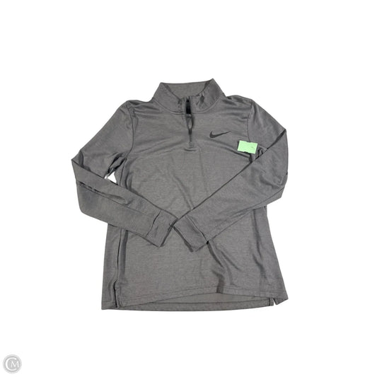 Athletic Top Long Sleeve Collar By Nike In Grey, Size: L
