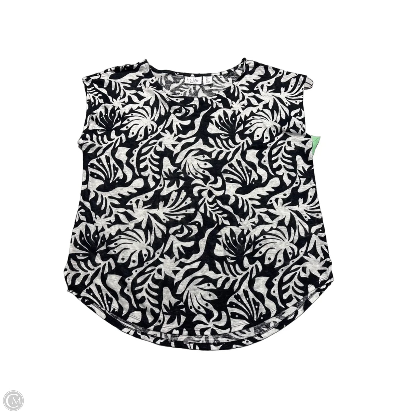 Top Short Sleeve By Nicole Miller In Black & White, Size: L