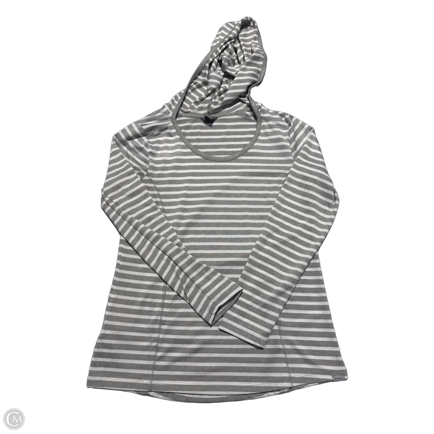 Sweatshirt Hoodie By Eddie Bauer In Grey & White, Size: S