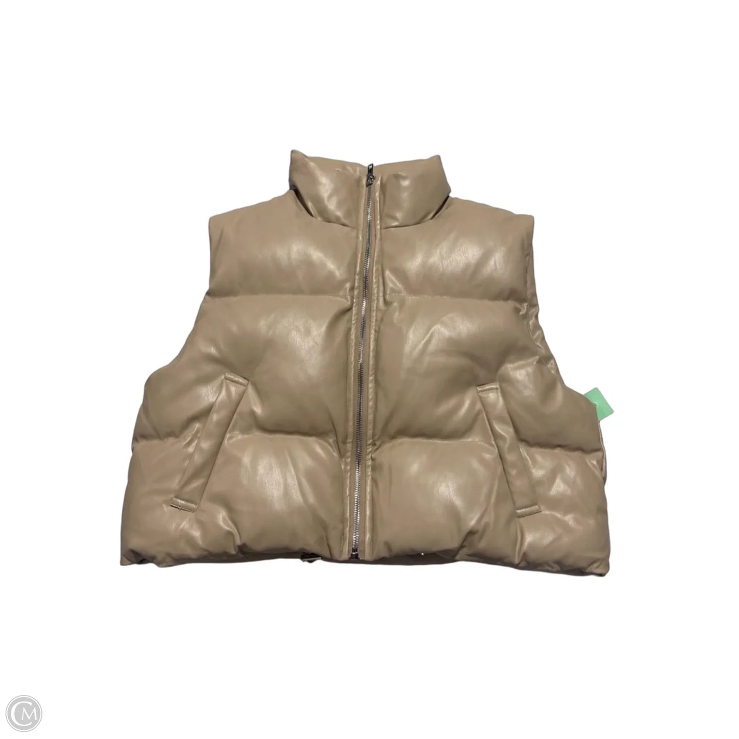 Vest Puffer & Quilted By Fashion On Earth In Tan, Size: S