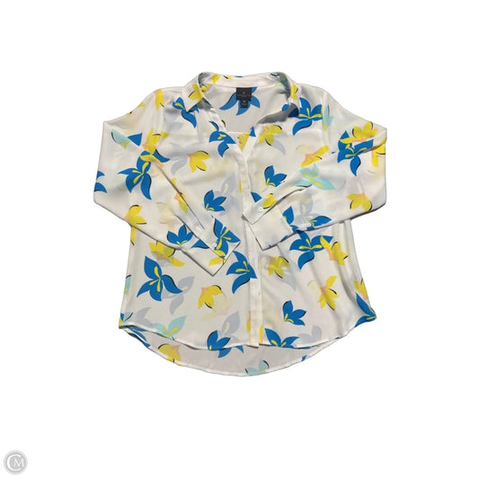 Top Long Sleeve By Worthington In White & Yellow, Size: Mp