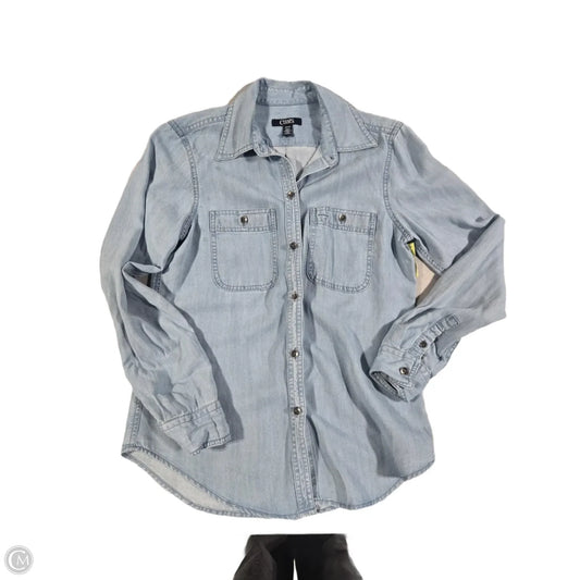 Top Long Sleeve By Chaps In Blue Denim, Size: S