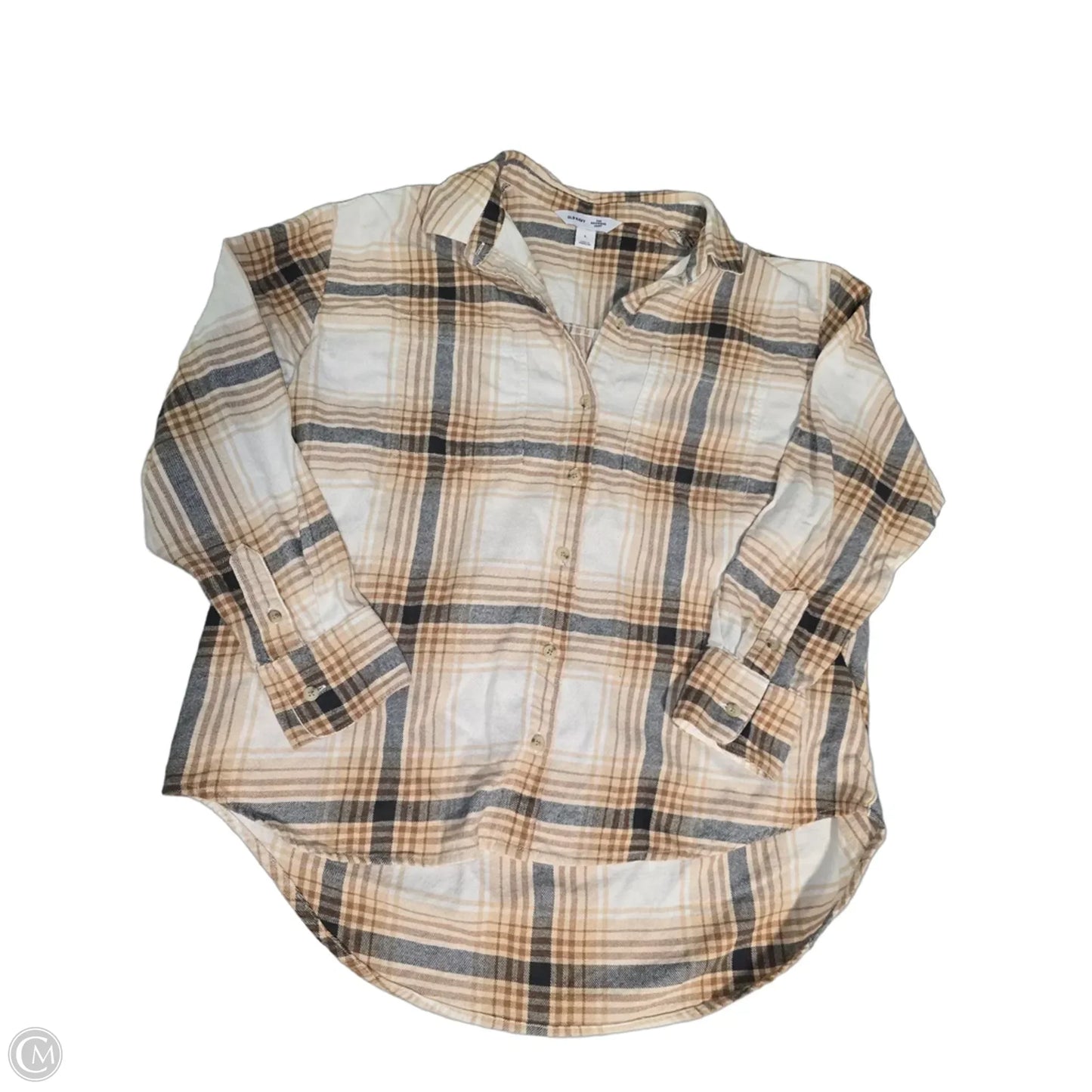 Top Long Sleeve By Old Navy In Plaid Pattern, Size: L