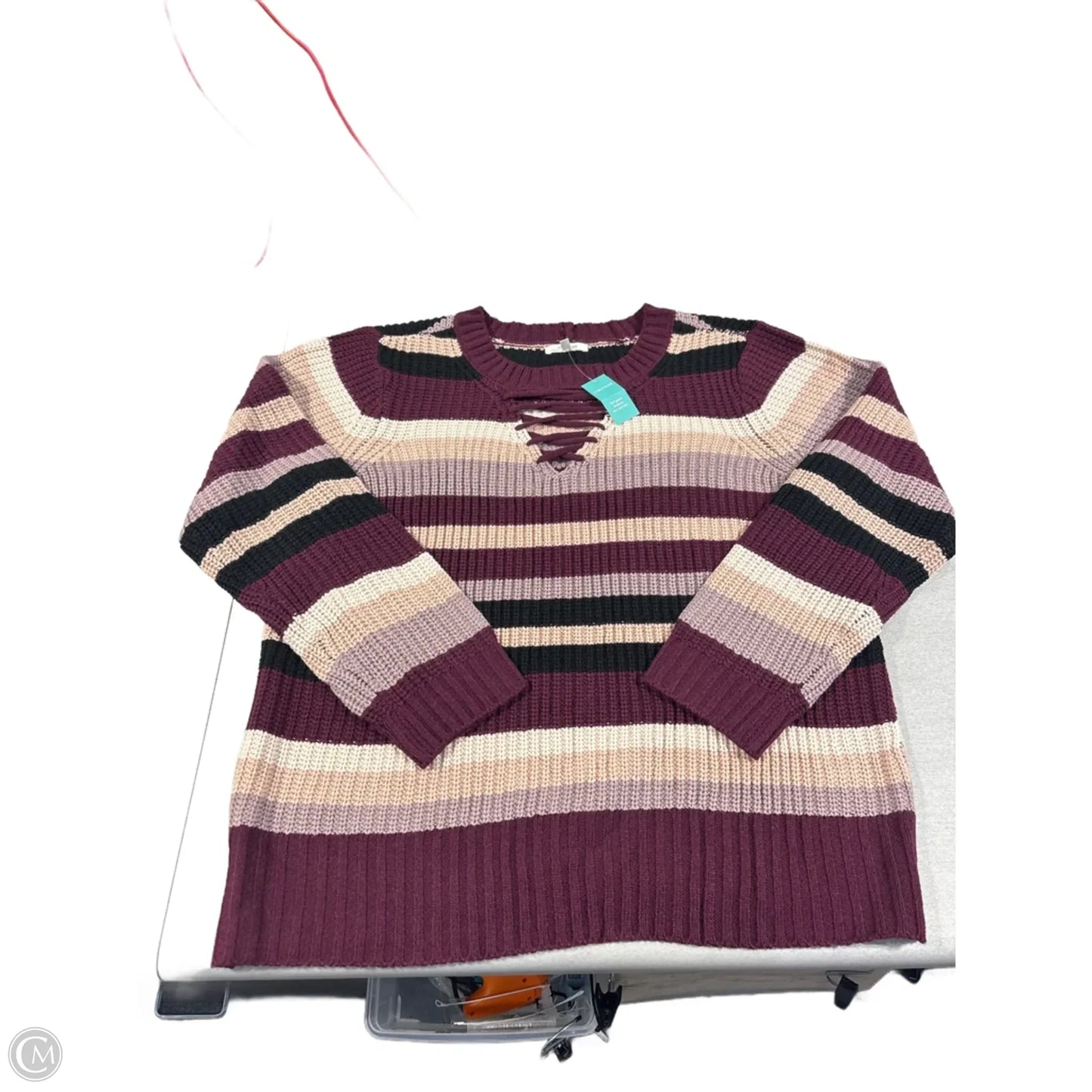 Sweater By Maurices In Maroon, Size: Xxl