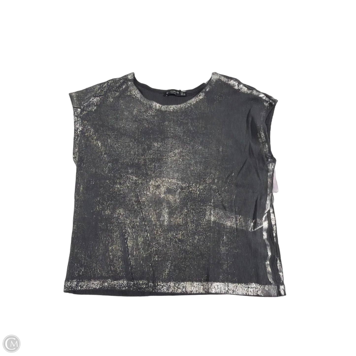 Top Short Sleeve By Stradivarius In Silver, Size: M