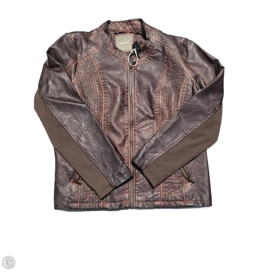 Jacket Leather By Maurices In Brown, Size: L