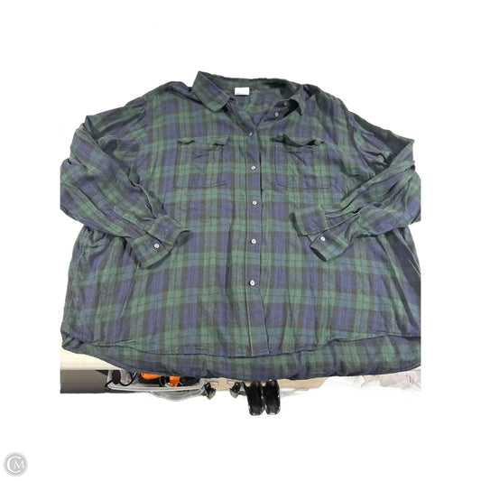 Top Long Sleeve By Gap In Plaid Pattern, Size: Xxl
