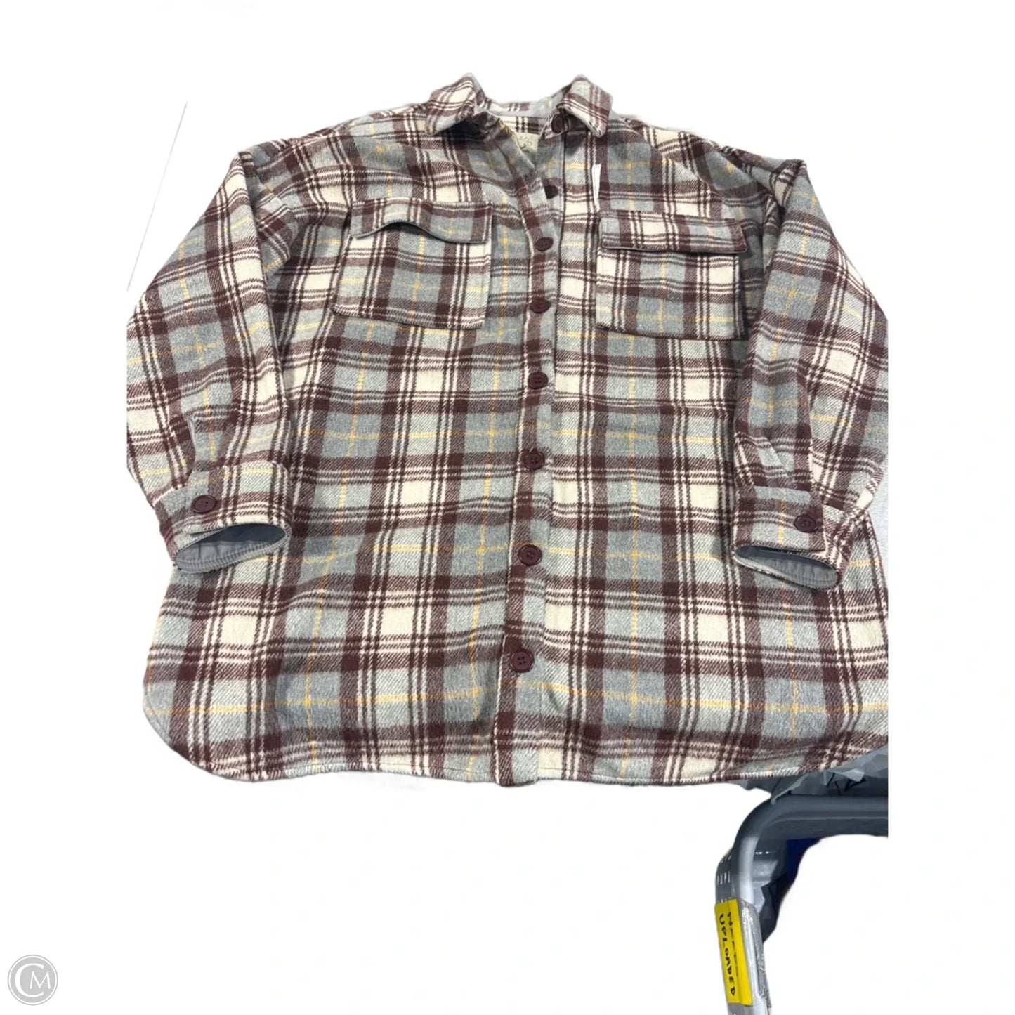 Jacket Faux Fur & Sherpa By Fantastic Fawn In Plaid Pattern, Size: L