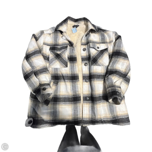 Jacket Faux Fur & Sherpa By Love Tree In Plaid Pattern, Size: L