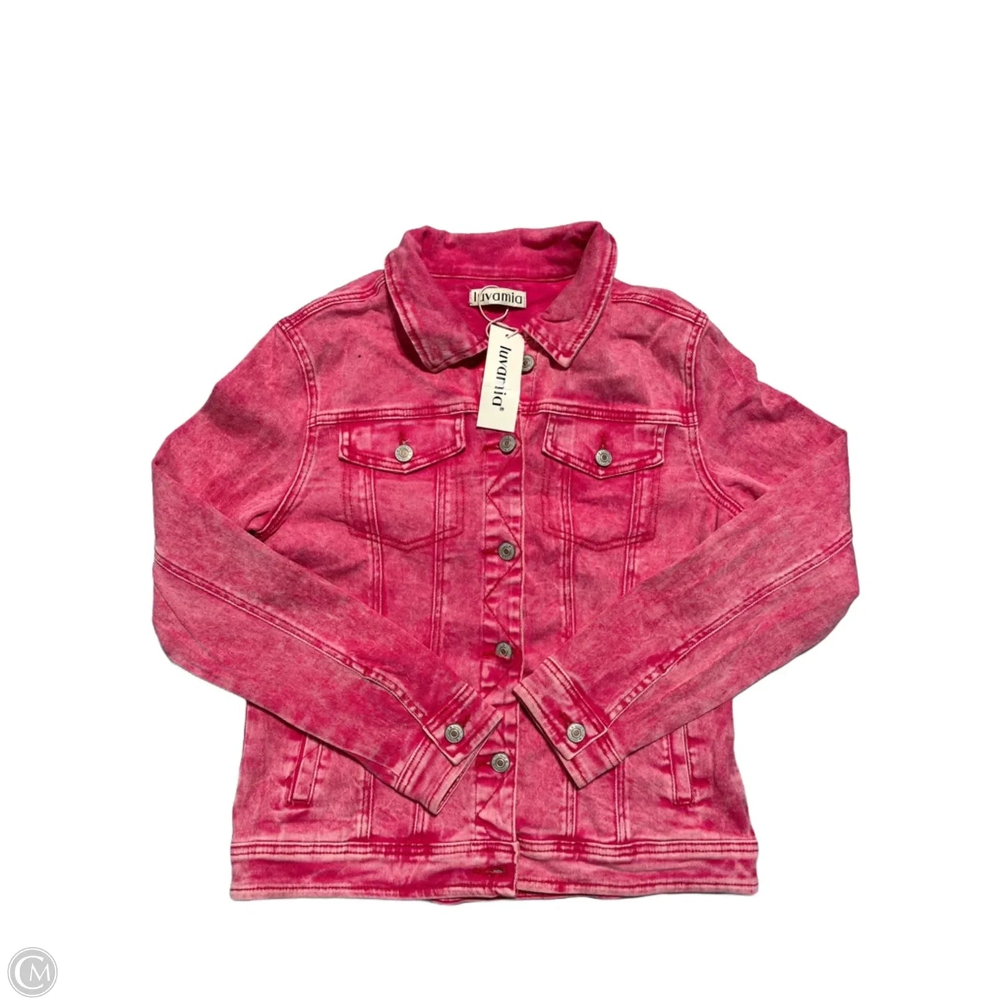 Jacket Denim By Cmb In Pink Denim, Size: S