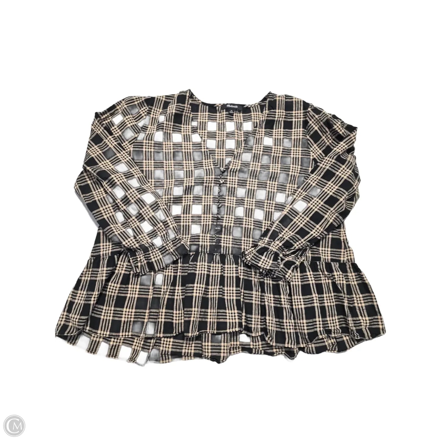 Top Long Sleeve By Cmb In Black & Brown, Size: Xl
