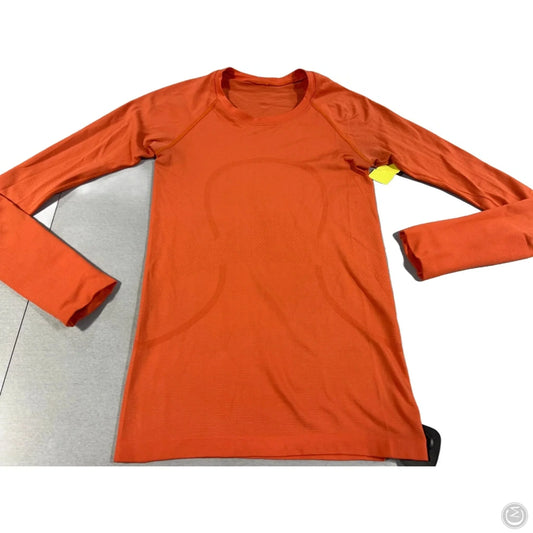 Athletic Top Long Sleeve Collar By Lululemon In Orange, Size: S