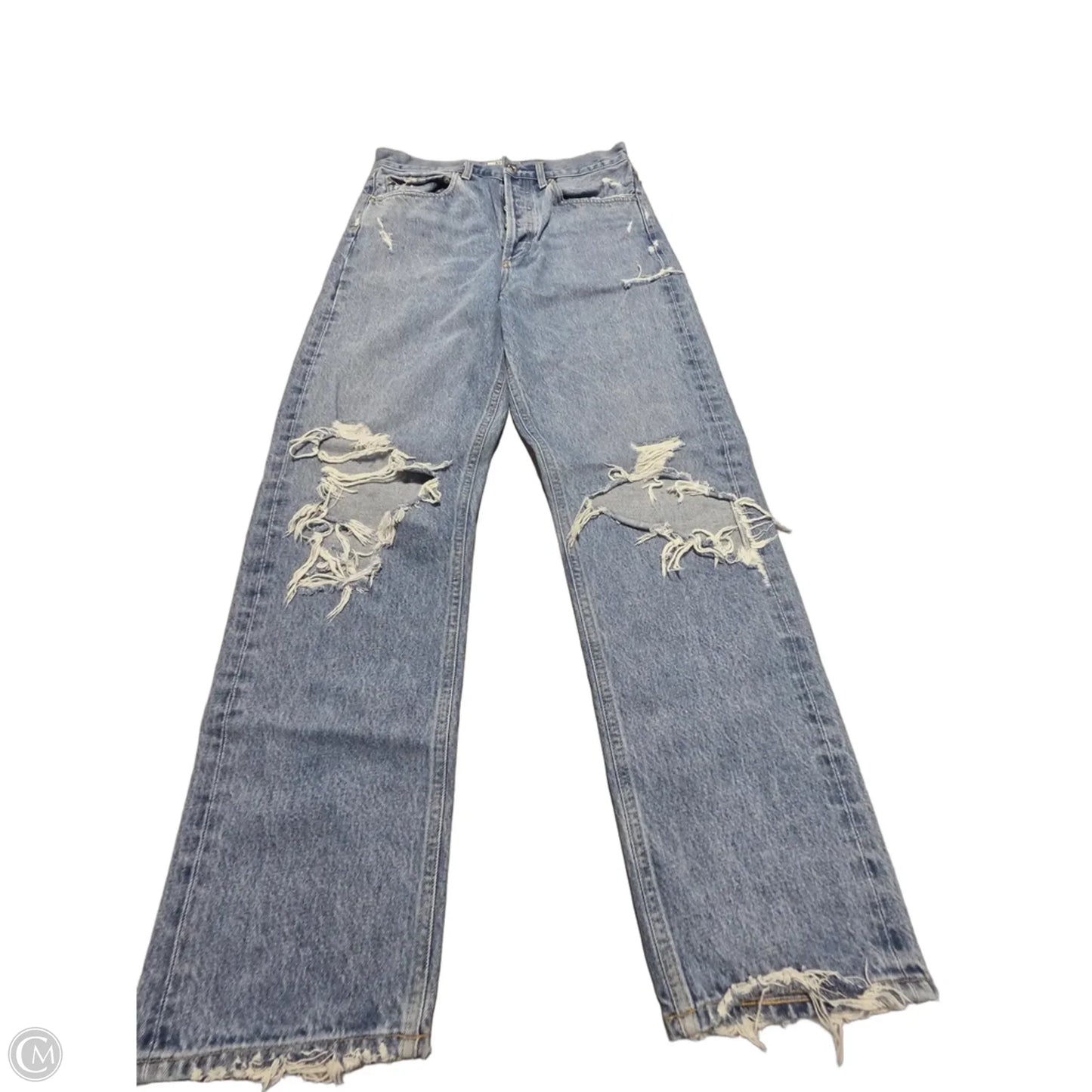 Jeans Straight By Agolde In Blue Denim, Size: 4