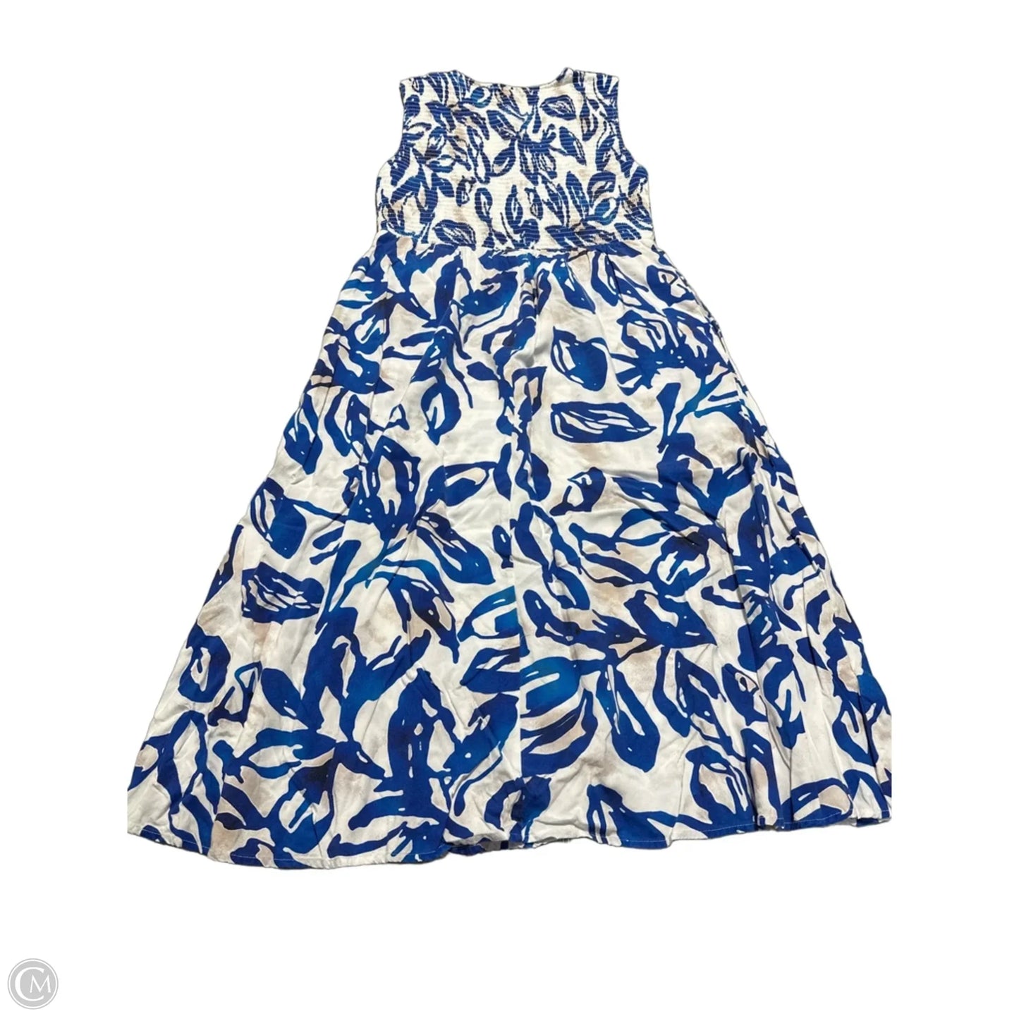 Dress Casual Maxi By Calvin Klein In Blue & White, Size: L