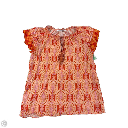 Top Short Sleeve By Rose And Olive In Orange & Pink, Size: S