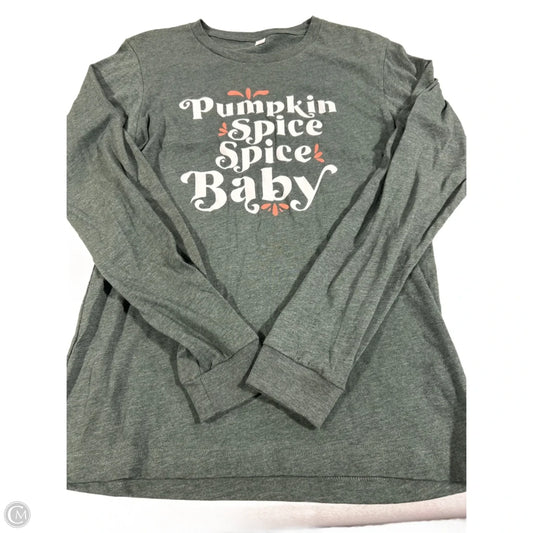 Top Long Sleeve Basic By Bella + Canvas In Green, Size: M