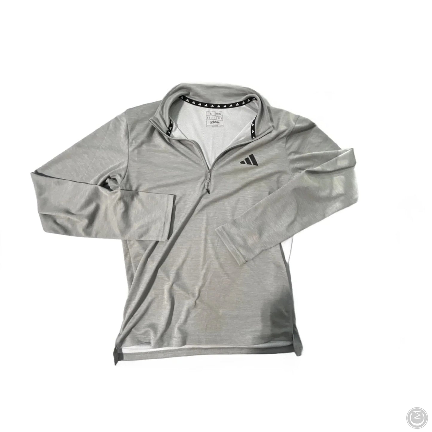 Athletic Top Long Sleeve Collar By Adidas In Grey, Size: S