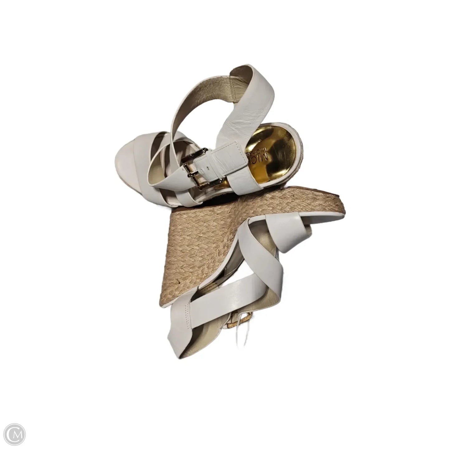 Sandals Heels Wedge By Michael By Michael Kors In Tan & White, Size: 8