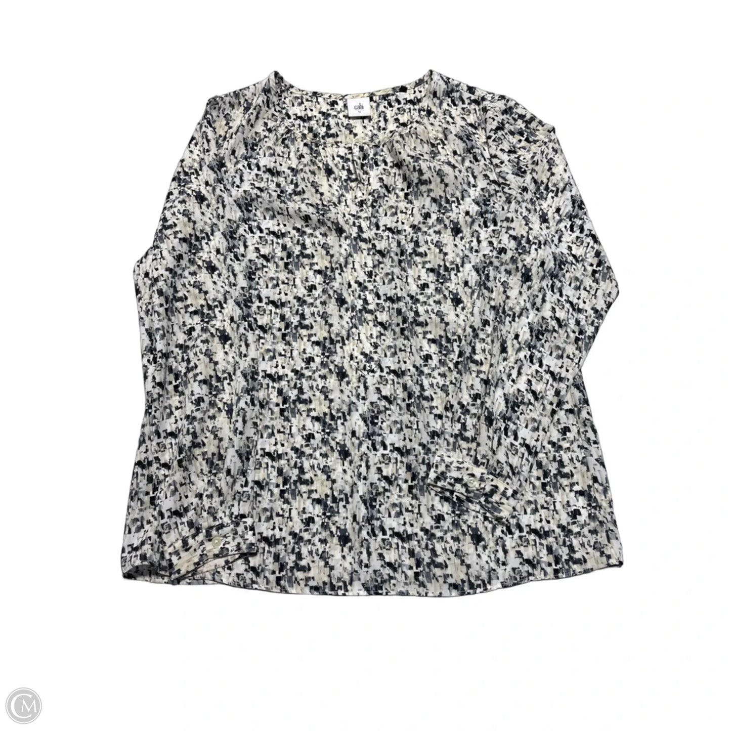 Blouse Long Sleeve By Cabi In Black & Cream, Size: L
